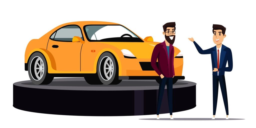 top car motor show illustration rich people choosing automobile cartoon character wealthy man buying expensive sport car 575670 354